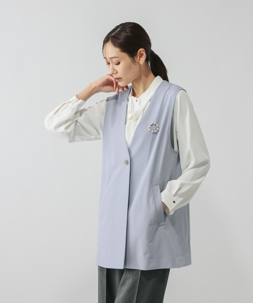 GLOBAL WORK（グローバルワーク）の「ウツクシルエットジレ/581033（その他アウター・レディース・モカ/ブラック/サックスブルー・LONG/REGULAR）」の3枚目の写真