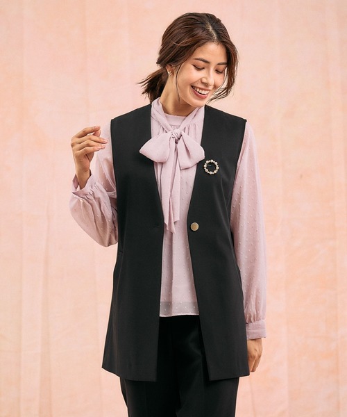 GLOBAL WORK（グローバルワーク）の「ウツクシルエットジレ/581033（その他アウター・レディース・モカ/ブラック/サックスブルー・LONG/REGULAR）」の2枚目の写真