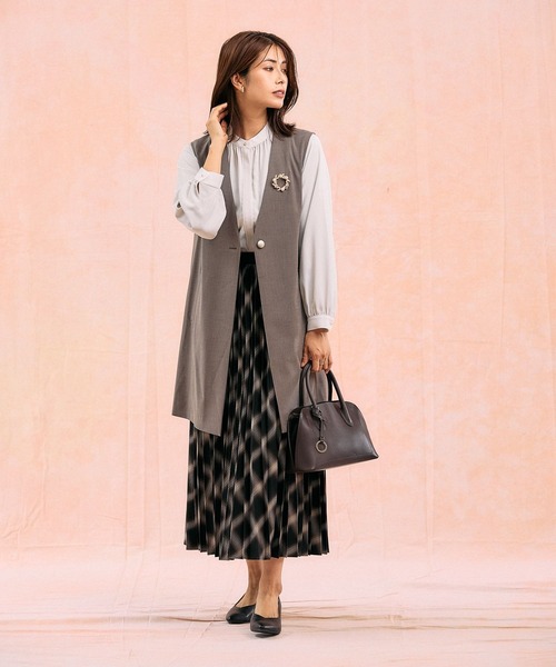 GLOBAL WORK（グローバルワーク）の「ウツクシルエットジレ/581033（その他アウター・レディース・モカ/ブラック/サックスブルー・LONG/REGULAR）」の4枚目の写真