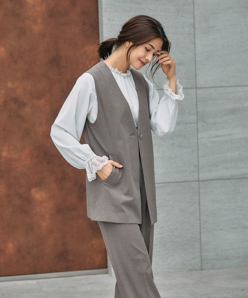 GLOBAL WORK（グローバルワーク）の「ウツクシルエットジレ/581033（その他アウター・レディース・モカ/ブラック/サックスブルー・LONG/REGULAR）」の9枚目の写真