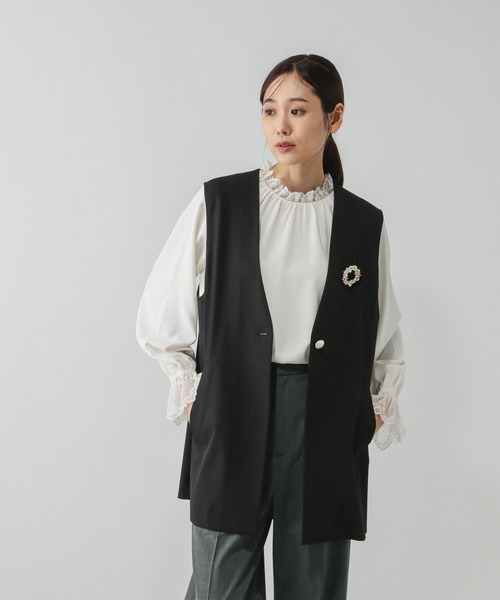 GLOBAL WORK（グローバルワーク）の「ウツクシルエットジレ/581033（その他アウター・レディース・モカ/ブラック/サックスブルー・LONG/REGULAR）」の14枚目の写真