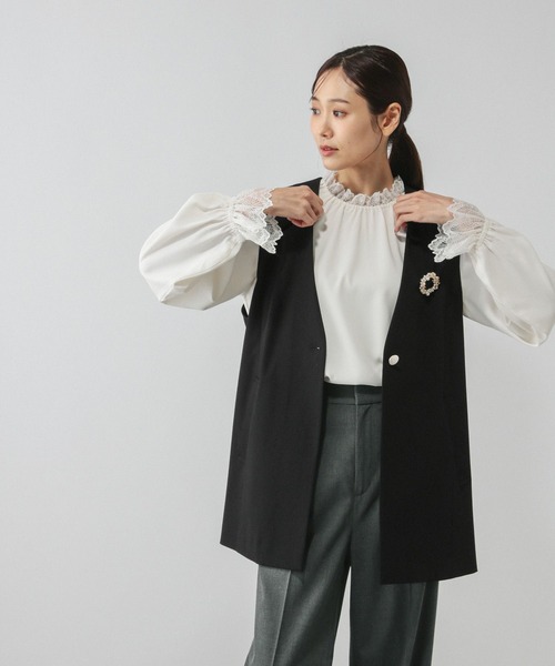 GLOBAL WORK（グローバルワーク）の「ウツクシルエットジレ/581033（その他アウター・レディース・モカ/ブラック/サックスブルー・LONG/REGULAR）」の15枚目の写真