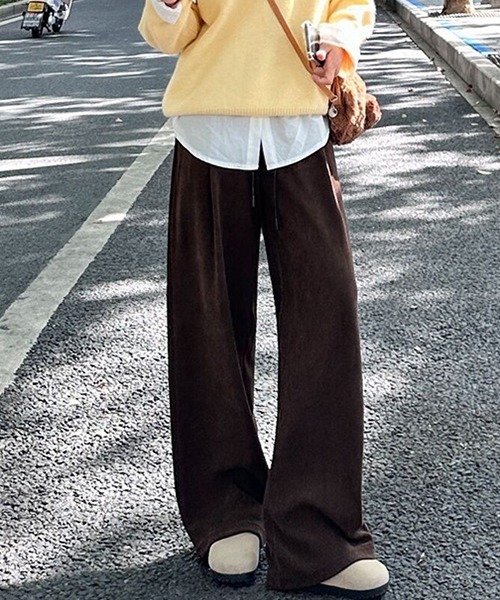 gossip!ロサンゼルス(ゴシップロサンゼルス)の「YUGA ハイウエスト フリースニットパンツ(その他パンツ・レディース・ブラック/カーキ/ダークブラウン/ダークグレー・M/L)」の8枚目の写真
