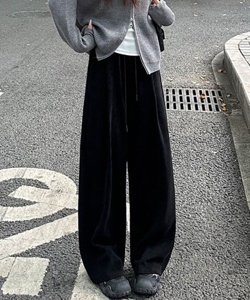 gossip!ロサンゼルス(ゴシップロサンゼルス)の「YUGA ハイウエスト フリースニットパンツ(その他パンツ・レディース・ブラック/カーキ/ダークブラウン/ダークグレー・M/L)」の12枚目の写真