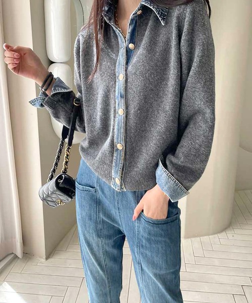 by LEGNA(バイレグナ)の「フェイクレイヤードカーディガン(カーディガン/ボレロ・レディース・ダークグレー/ネイビー/グレー/ライトグレー/ブラウン・FREE)」の16枚目の写真