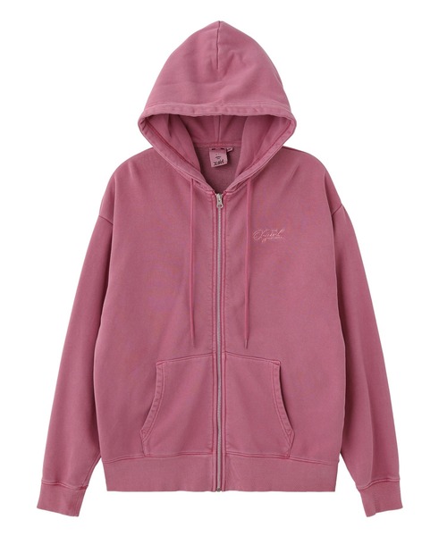 PIGMENT DYED FACE AND LOGO SQUARE PATCH ZIP UP SWEAT HOODIE