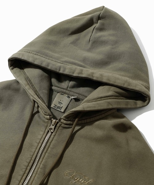 X-girl（エックスガール）の「PIGMENT DYED FACE AND LOGO SQUARE PATCH ZIP UP SWEAT HOODIE（パーカー・レディース・ブラック/オリーブ/ピンク・S/M）」の14枚目の写真