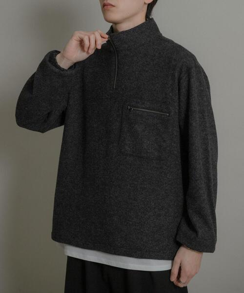 SENSE OF PLACE by URBAN RESEARCH（センスオブプレイスバイアーバンリサーチ）の「ウールジャージハーフZIP（Tシャツ/カットソー・メンズ・チャコールグレー/ブラウン・MEDIUM/LARGE）」の2枚目の写真