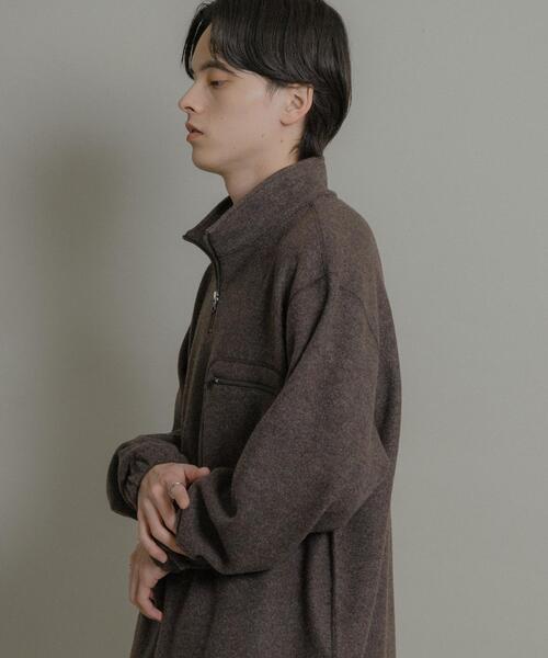 SENSE OF PLACE by URBAN RESEARCH（センスオブプレイスバイアーバンリサーチ）の「ウールジャージハーフZIP（Tシャツ/カットソー・メンズ・チャコールグレー/ブラウン・MEDIUM/LARGE）」の3枚目の写真