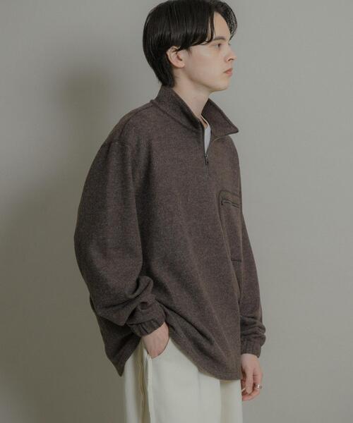 SENSE OF PLACE by URBAN RESEARCH（センスオブプレイスバイアーバンリサーチ）の「ウールジャージハーフZIP（Tシャツ/カットソー・メンズ・チャコールグレー/ブラウン・MEDIUM/LARGE）」の4枚目の写真