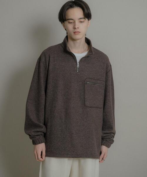 SENSE OF PLACE by URBAN RESEARCH（センスオブプレイスバイアーバンリサーチ）の「ウールジャージハーフZIP（Tシャツ/カットソー・メンズ・チャコールグレー/ブラウン・MEDIUM/LARGE）」の5枚目の写真