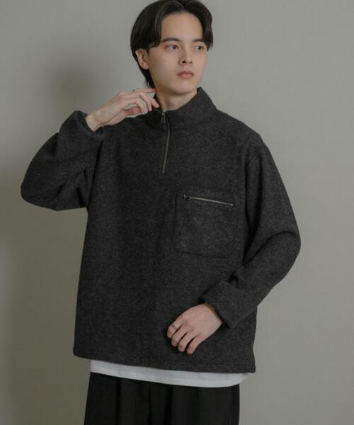 SENSE OF PLACE by URBAN RESEARCH（センスオブプレイスバイアーバンリサーチ）の「ウールジャージハーフZIP（Tシャツ/カットソー・メンズ・チャコールグレー/ブラウン・MEDIUM/LARGE）」の11枚目の写真