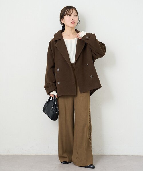 Kastane(カスタネ)の「【一部店舗限定/3サイズ展開/高身長サイズ/低身長サイズ】B サイドシャーリングスラックス(その他パンツ・レディース・チャコールグレー/ブラウン・0/1/2)」の3枚目の写真