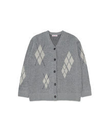 SCATTERED ARGYLE CARDIGAN, GRAY
