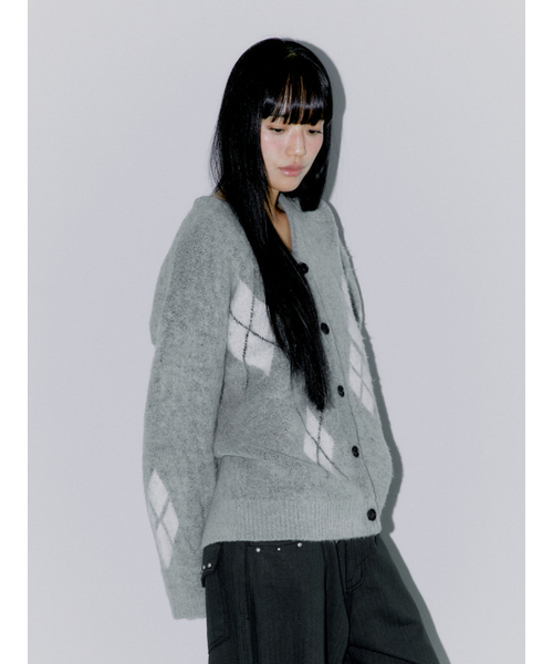 OAFISH(オアフィッシュ)の「SCATTERED ARGYLE CARDIGAN, GRAY(カーディガン/ボレロ・レディース・その他・FREE)」の2枚目の写真