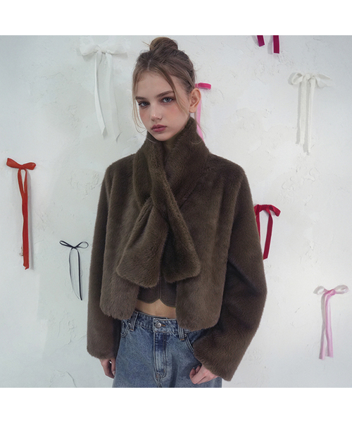 Vivacious(ビバシャス)の「Col Noue Fur Jacket BROWN(ムートンコート・レディース・ブラウン・FREE)」の1枚目の写真