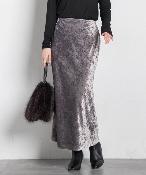 LAUTREAMONT（ロートレアモン）の「スノーベロアクラッシュスカート（スカート・レディース・ホワイト/ライトグレー・9号）」の2枚目の写真