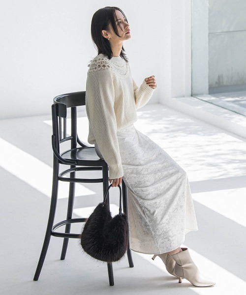 LAUTREAMONT（ロートレアモン）の「スノーベロアクラッシュスカート（スカート・レディース・ホワイト/ライトグレー・9号）」の11枚目の写真