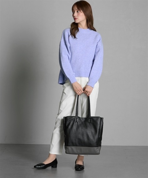 nissen（ニッセン）の「１２ポケット本革コンビカラー２WAYトートバッグ（A４対応）Poche Lab（ポッシェ ラボ）（トートバッグ・レディース・マスタード/ブラック系/アイボリー・FREE）」の7枚目の写真