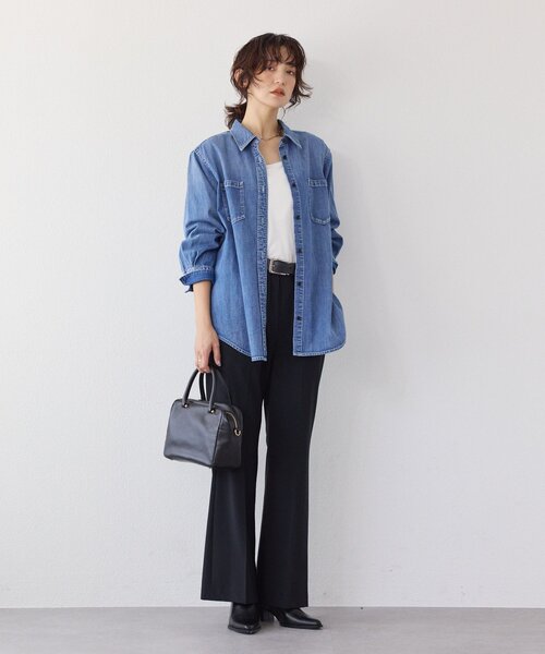 RIVE DROITE(リヴドロワ)の「【ニットのインナーにも】スクエアネックカットソー(Tシャツ/カットソー・レディース・ホワイト/ブラック・FREE)」の12枚目の写真