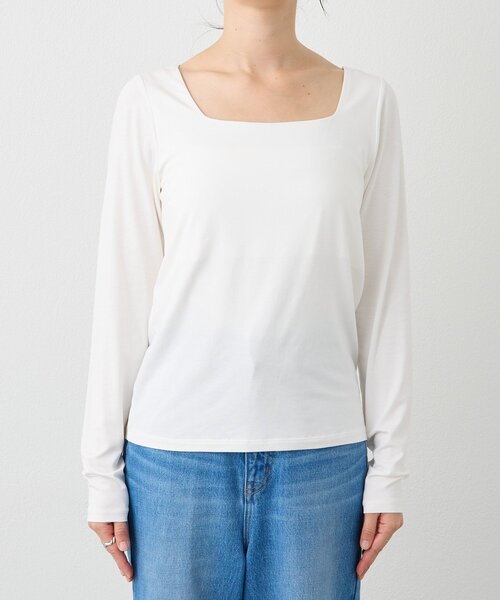 RIVE DROITE(リヴドロワ)の「【ニットのインナーにも】スクエアネックカットソー(Tシャツ/カットソー・レディース・ホワイト/ブラック・FREE)」の14枚目の写真