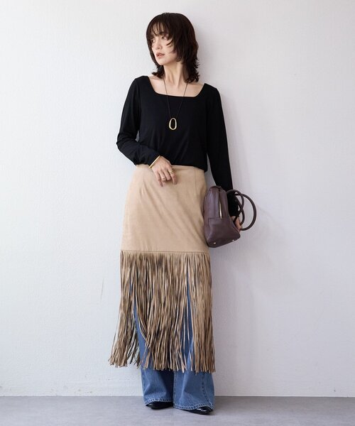 RIVE DROITE(リヴドロワ)の「【ニットのインナーにも】スクエアネックカットソー(Tシャツ/カットソー・レディース・ホワイト/ブラック・FREE)」の21枚目の写真