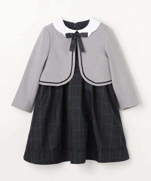 2点セット】ノーカラー ボレロジャケット+襟付き ワンピース