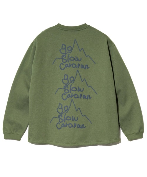 go slow caravan(ゴースローキャラバン)の「eco lead 裏起毛 GSC LOGO ラウンドクルーネック(スウェット・メンズ・オレンジ/杢グレー/オリーブ・MEDIUM/LARGE)」の16枚目の写真