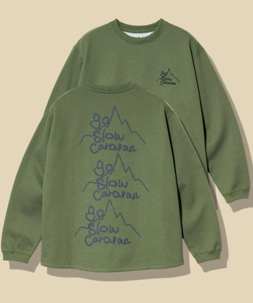 go slow caravan(ゴースローキャラバン)の「eco lead 裏起毛 GSC LOGO ラウンドクルーネック(スウェット・メンズ・オレンジ/杢グレー/オリーブ・MEDIUM/LARGE)」の17枚目の写真