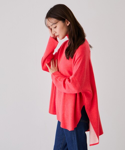 Jayro(ジャイロ)の「リバーシブルWフェイスポンチョ風ニットプルオーバー(ニット/セーター・レディース・ブラック/ライトグレー/オレンジ・38)」の9枚目の写真