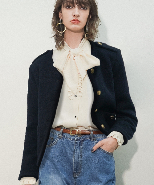 UNTAGE（アンテージ）の「ウールブークレツイードジャケット[Navy(WOMAN)]_UTO-FB17（テーラードジャケット・レディース・その他・MEDIUM/SMALL）」の4枚目の写真
