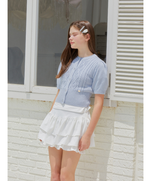 ANOETIC（アノエティック）の「CABLE HALF SLEEVE CARDIGAN_SKY BLUE（カーディガン/ボレロ・レディース・スカイブルー・FREE）」の2枚目の写真