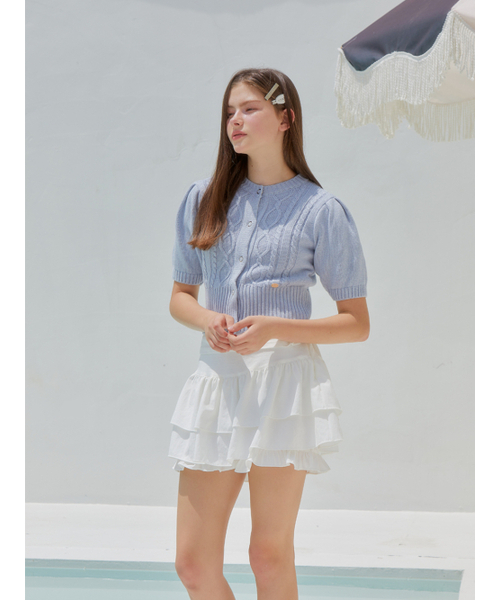 ANOETIC（アノエティック）の「CABLE HALF SLEEVE CARDIGAN_SKY BLUE（カーディガン/ボレロ・レディース・スカイブルー・FREE）」の3枚目の写真