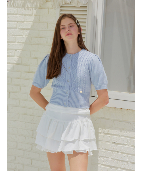ANOETIC（アノエティック）の「CABLE HALF SLEEVE CARDIGAN_SKY BLUE（カーディガン/ボレロ・レディース・スカイブルー・FREE）」の4枚目の写真