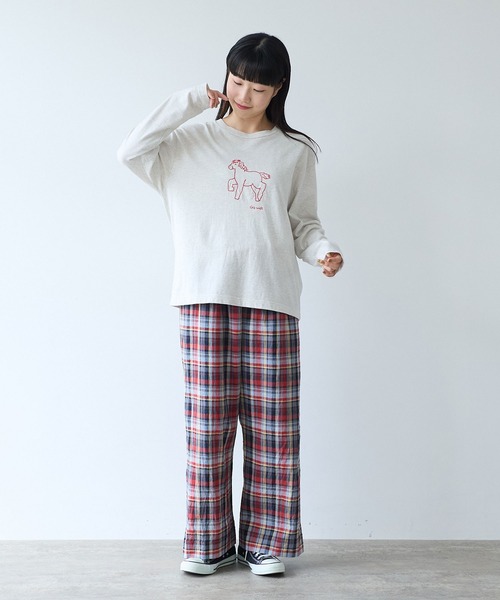 bulle de savon（ビュルデサボン）の「ポニー刺繍 ロンＴ（Tシャツ/カットソー・レディース・ライム/オートミール/ネイビー・FREE）」の9枚目の写真