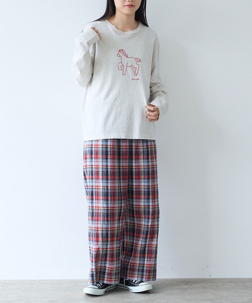 bulle de savon（ビュルデサボン）の「ポニー刺繍 ロンＴ（Tシャツ/カットソー・レディース・ライム/オートミール/ネイビー・FREE）」の10枚目の写真