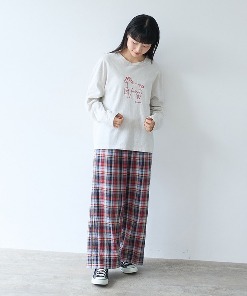 bulle de savon（ビュルデサボン）の「ポニー刺繍 ロンＴ（Tシャツ/カットソー・レディース・ライム/オートミール/ネイビー・FREE）」の11枚目の写真