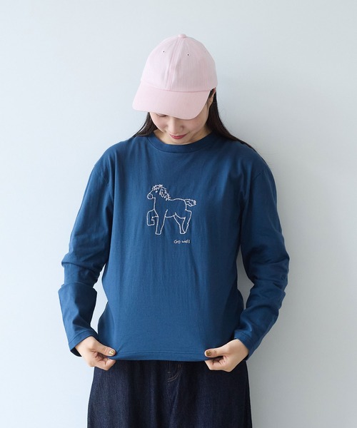 bulle de savon（ビュルデサボン）の「ポニー刺繍 ロンＴ（Tシャツ/カットソー・レディース・ライム/オートミール/ネイビー・FREE）」の15枚目の写真
