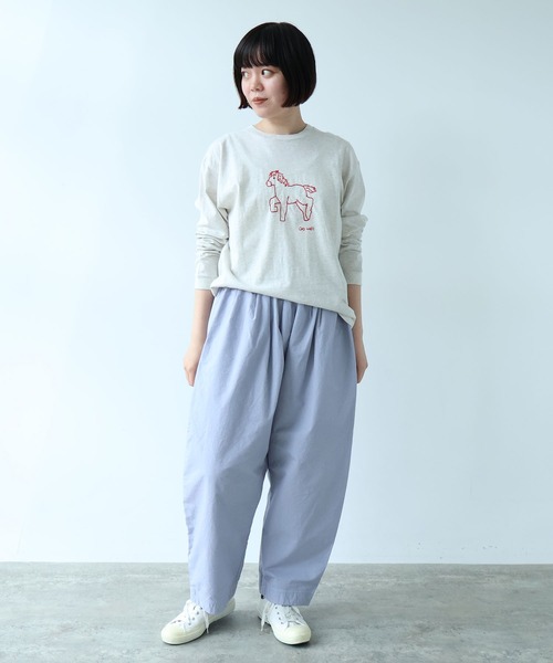 bulle de savon(ビュルデサボン)の「ポニー刺繍 ロンT(Tシャツ/カットソー・レディース・ライム/オートミール/ネイビー・FREE)」の15枚目の写真
