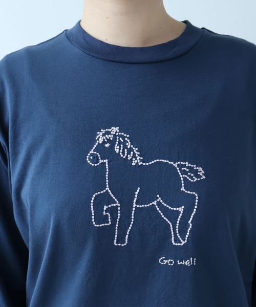 bulle de savon(ビュルデサボン)の「ポニー刺繍 ロンT(Tシャツ/カットソー・レディース・ライム/オートミール/ネイビー・FREE)」の8枚目の写真