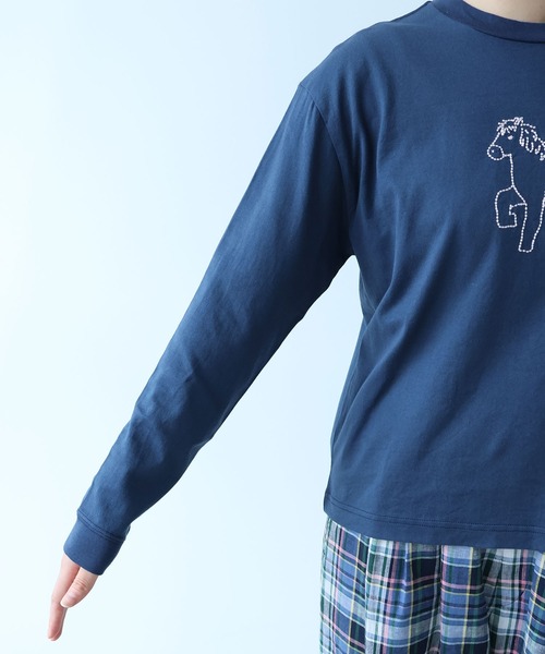 bulle de savon(ビュルデサボン)の「ポニー刺繍 ロンT(Tシャツ/カットソー・レディース・ライム/オートミール/ネイビー・FREE)」の7枚目の写真