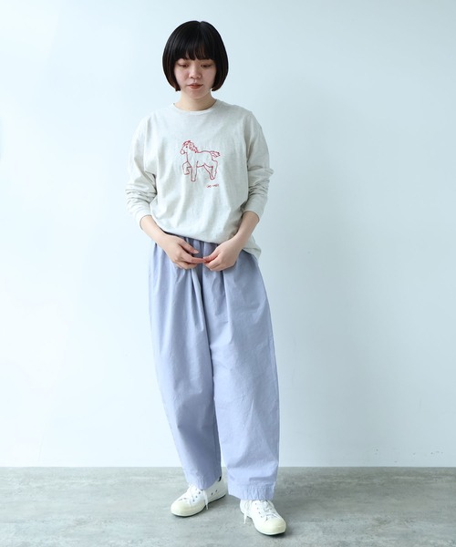 bulle de savon(ビュルデサボン)の「ポニー刺繍 ロンT(Tシャツ/カットソー・レディース・ライム/オートミール/ネイビー・FREE)」の12枚目の写真