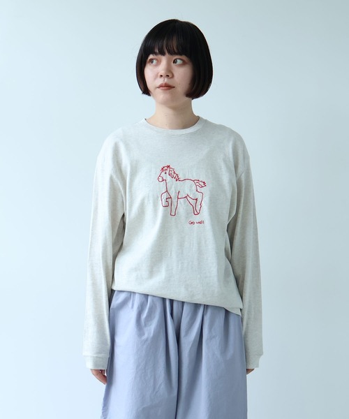 bulle de savon(ビュルデサボン)の「ポニー刺繍 ロンT(Tシャツ/カットソー・レディース・ライム/オートミール/ネイビー・FREE)」の20枚目の写真