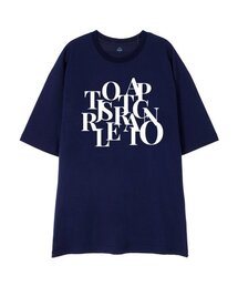 [オーバーサイズ]ビッグロゴ13番手綿ラウンドネック半袖Tシャツ_ネイビー