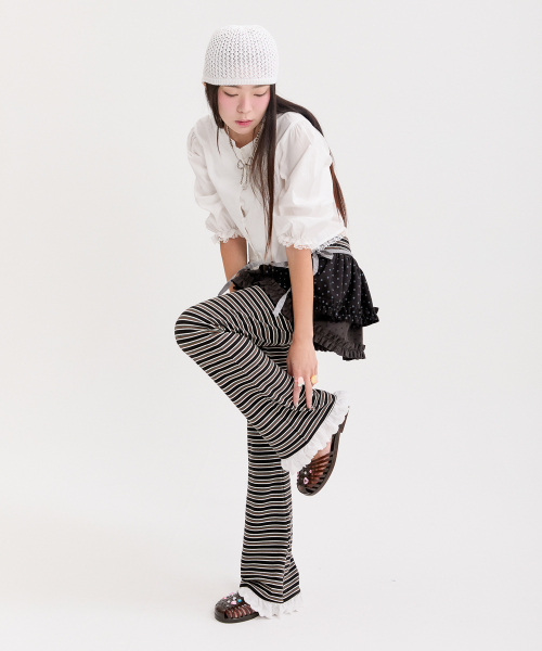 NEFNEF(ネフネフ)の「stripe leggings pants_black(その他パンツ・レディース・その他・FREE)」の1枚目の写真