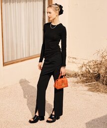 SILN（シルン）の「Zip slit slim boots cut trouser pants (BLACK)（スラックス）」