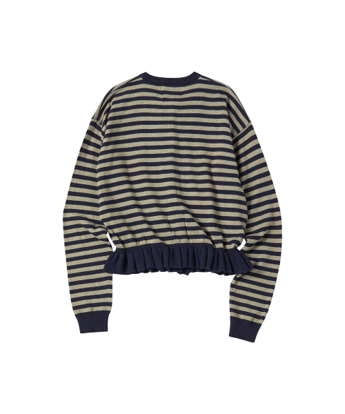 COMONINOZ（コモニノズ）の「W STRIPE FRILL CARDIGAN [NAVY]（カーディガン/ボレロ・レディース・ネイビー・FREE）」の3枚目の写真