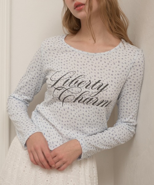 Birthday room（バースデイルーム）の「小花ロゴロンT/Small flower logo long sleeve t-shirt（Tシャツ/カットソー・レディース・アイボリー/ブルー・FREE）」の14枚目の写真