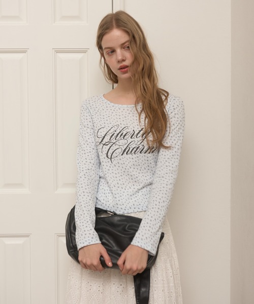 Birthday room（バースデイルーム）の「小花ロゴロンT/Small flower logo long sleeve t-shirt（Tシャツ/カットソー・レディース・アイボリー/ブルー・FREE）」の16枚目の写真