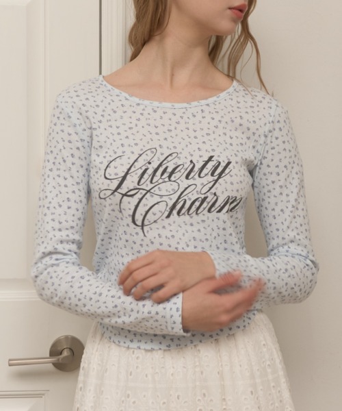 Birthday room（バースデイルーム）の「小花ロゴロンT/Small flower logo long sleeve t-shirt（Tシャツ/カットソー・レディース・アイボリー/ブルー・FREE）」の17枚目の写真